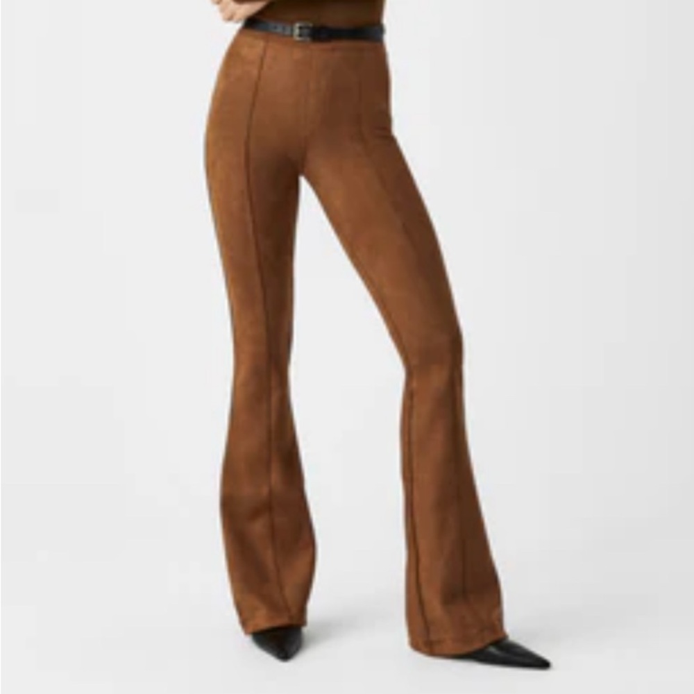 Spanx Faux Suede Flared Pants Sz Petite M
